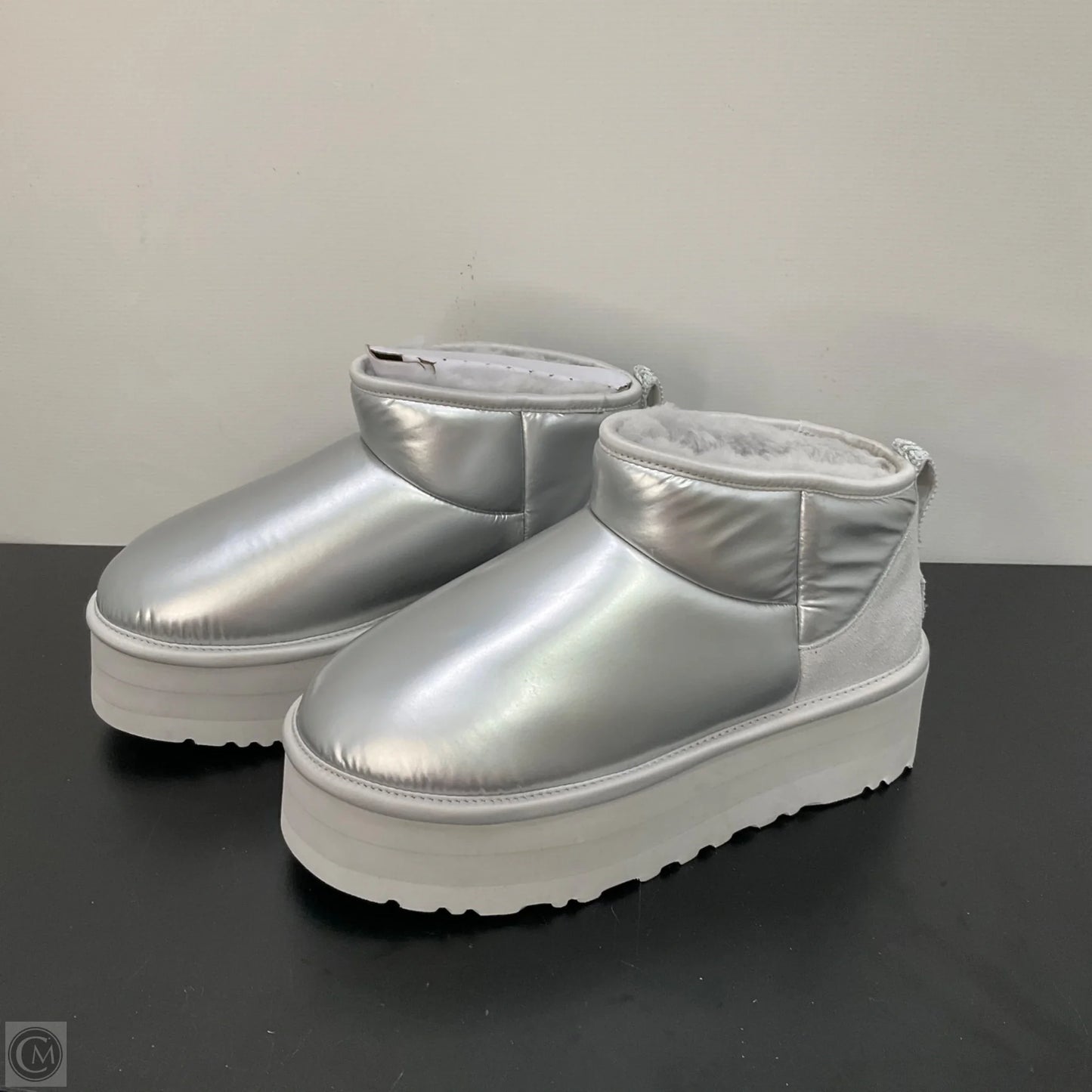 Boots Designer By Ugg In Silver, Size: 8