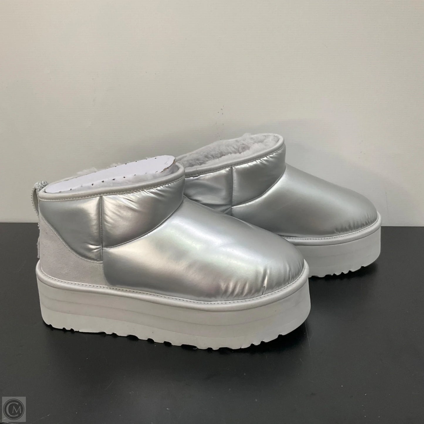 Boots Designer By Ugg In Silver, Size: 8