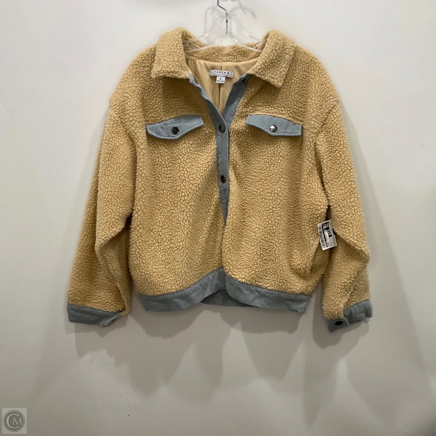 Jacket Faux Fur & Sherpa By Favlux In Cream, Size: L
