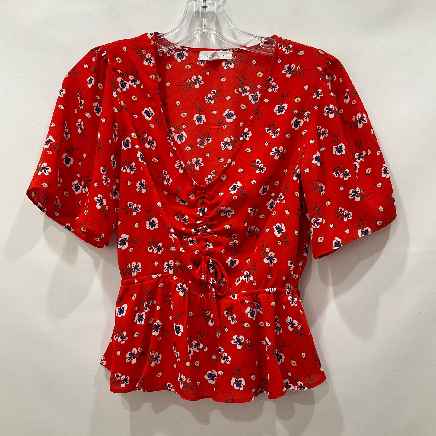 Red Top Short Sleeve Socialite, Size Xs