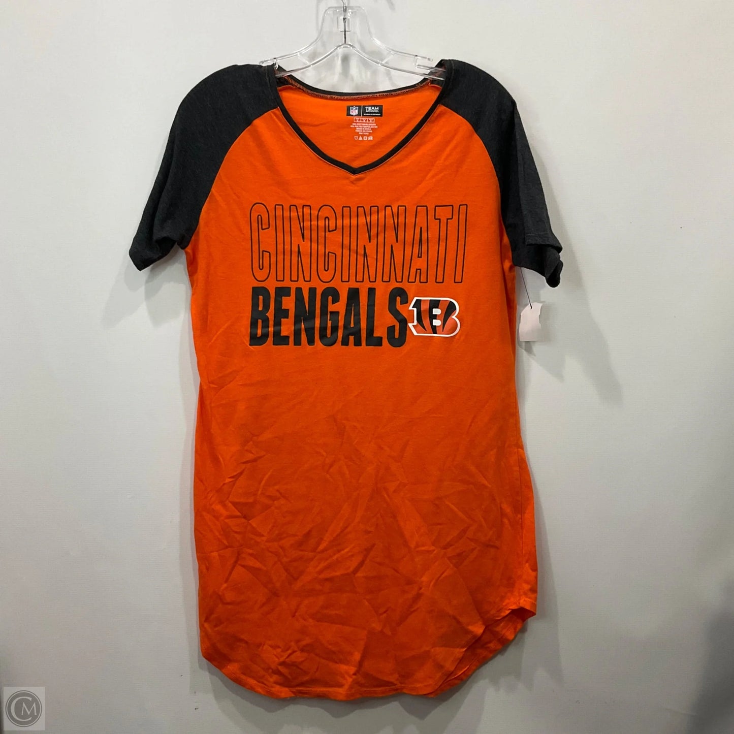 Top Short Sleeve By Nfl In Black & Orange, Size: M