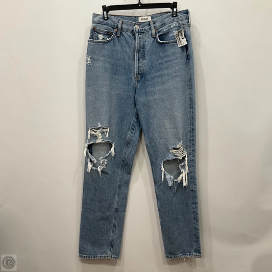 Jeans Straight By Agolde In Blue Denim, Size: 4