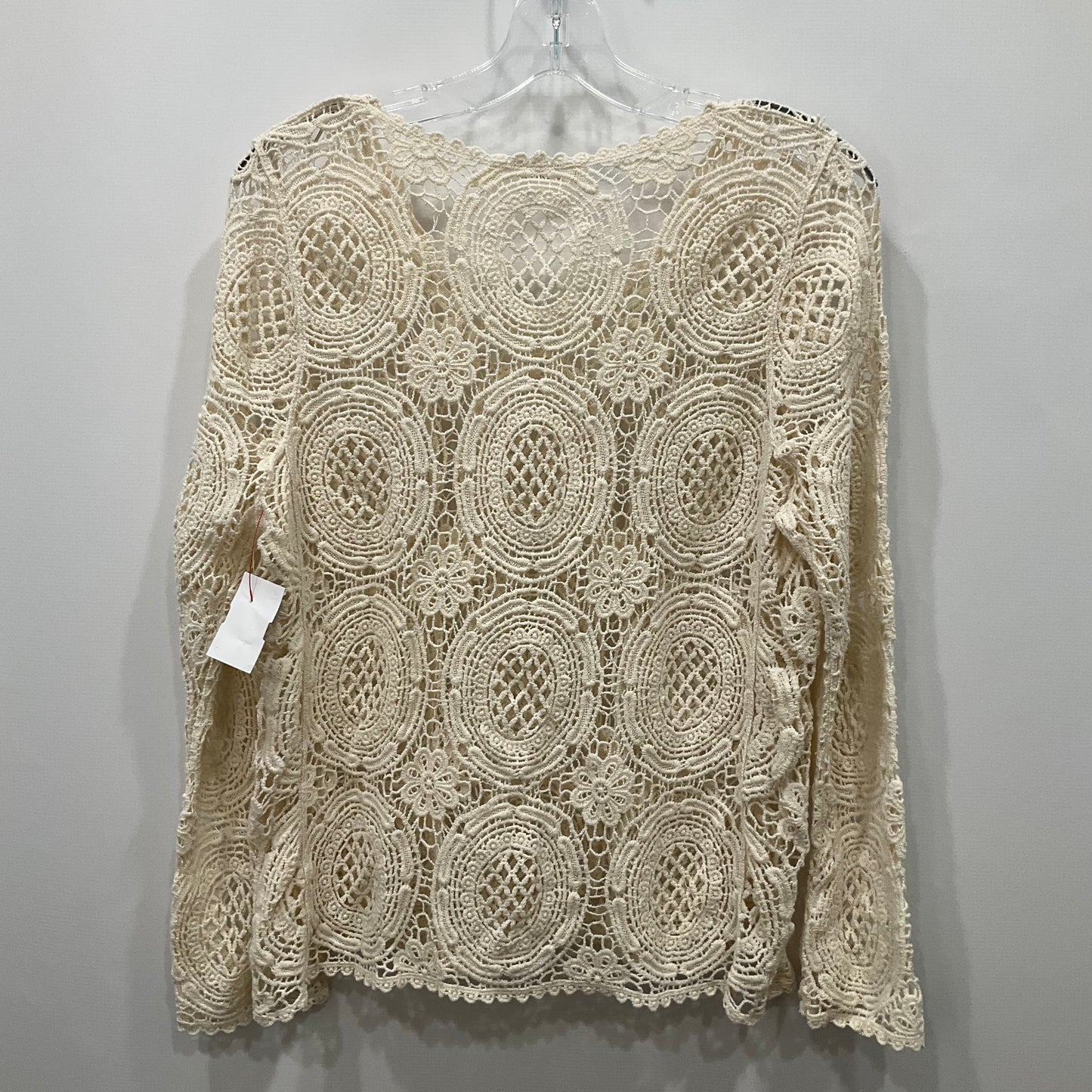Top Long Sleeve By Solitaire In Cream, Size: M