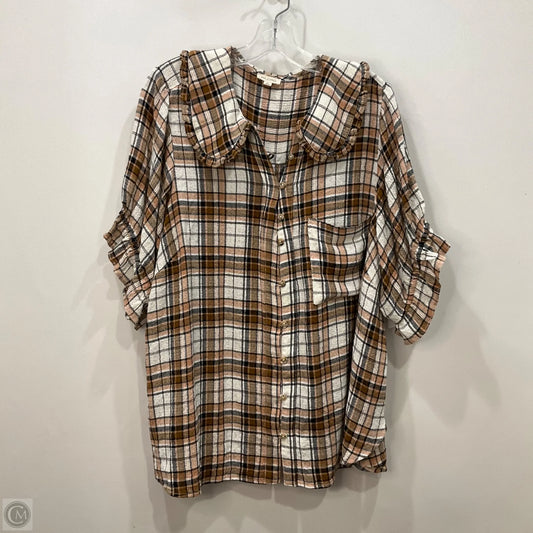 Top Short Sleeve By Pilcro In Plaid Pattern, Size: 2x