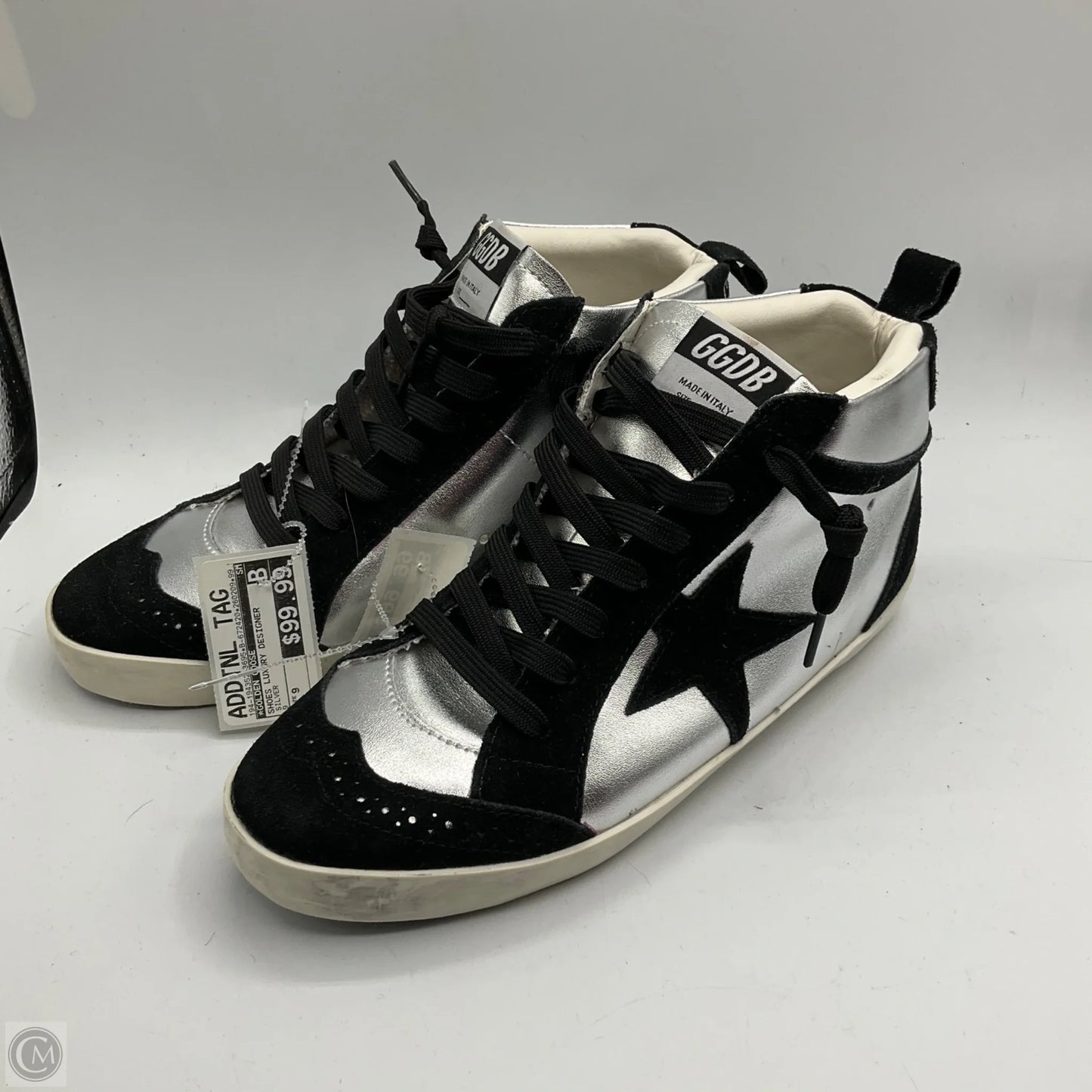 Shoes Luxury Designer By Golden Goose In Silver, Size: 9