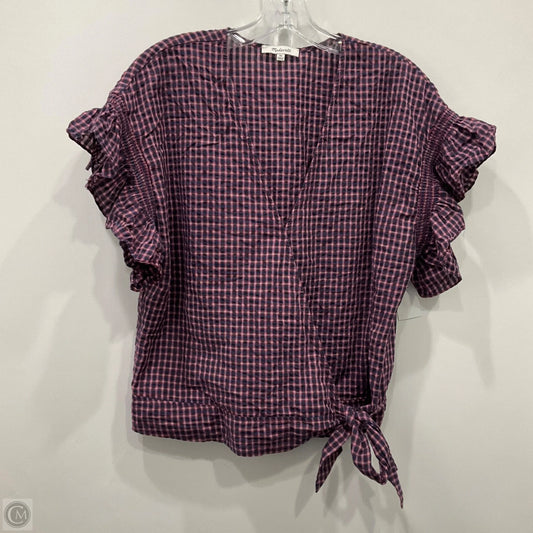Top Short Sleeve By Madewell In Plaid Pattern, Size: Xl