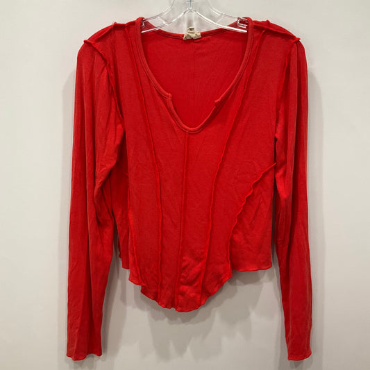 Top Long Sleeve By Pol In Red, Size: L