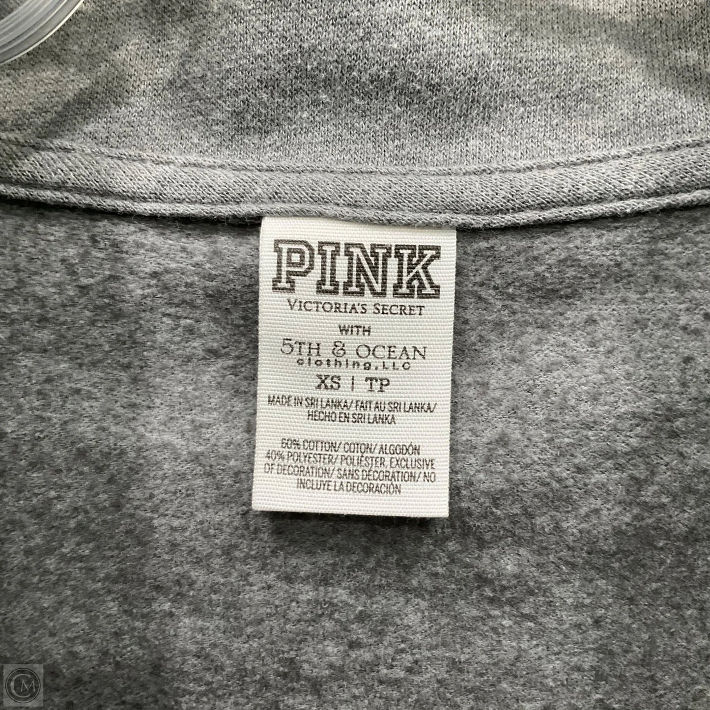 Sweatshirt Collar By Pink In Grey, Size: Xs