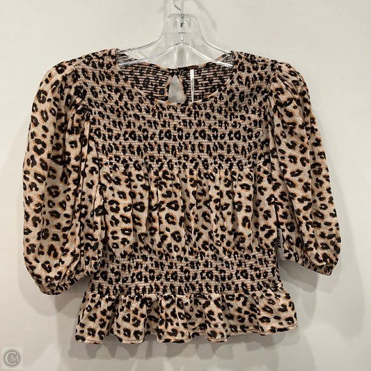 Top Short Sleeve By Free People In Animal Print, Size: M