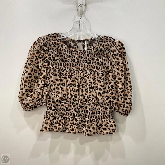 Top Short Sleeve By Free People In Animal Print, Size: M