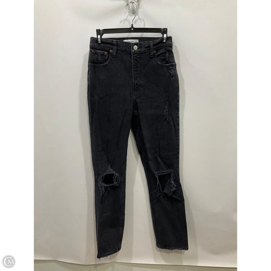 Jeans Straight By Abercrombie And Fitch In Black Denim, Size: 0