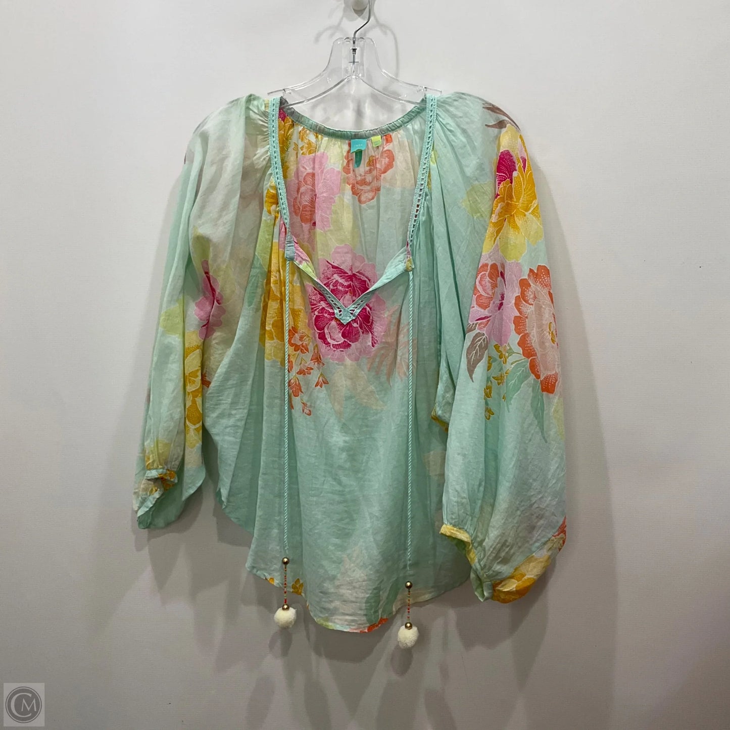 Top Long Sleeve By Farm Rio In Floral Print, Size: S