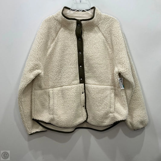 Jacket Fleece By Clothes Mentor In Cream & Green, Size: M