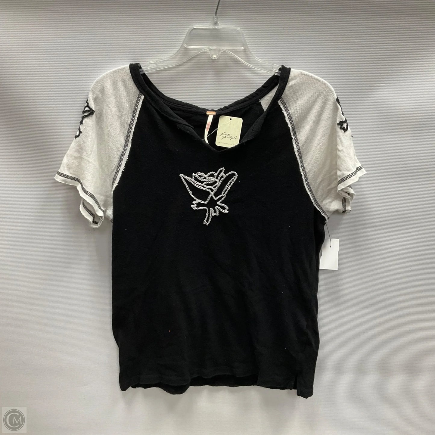 Top Short Sleeve By Free People In Black & White, Size: Xl