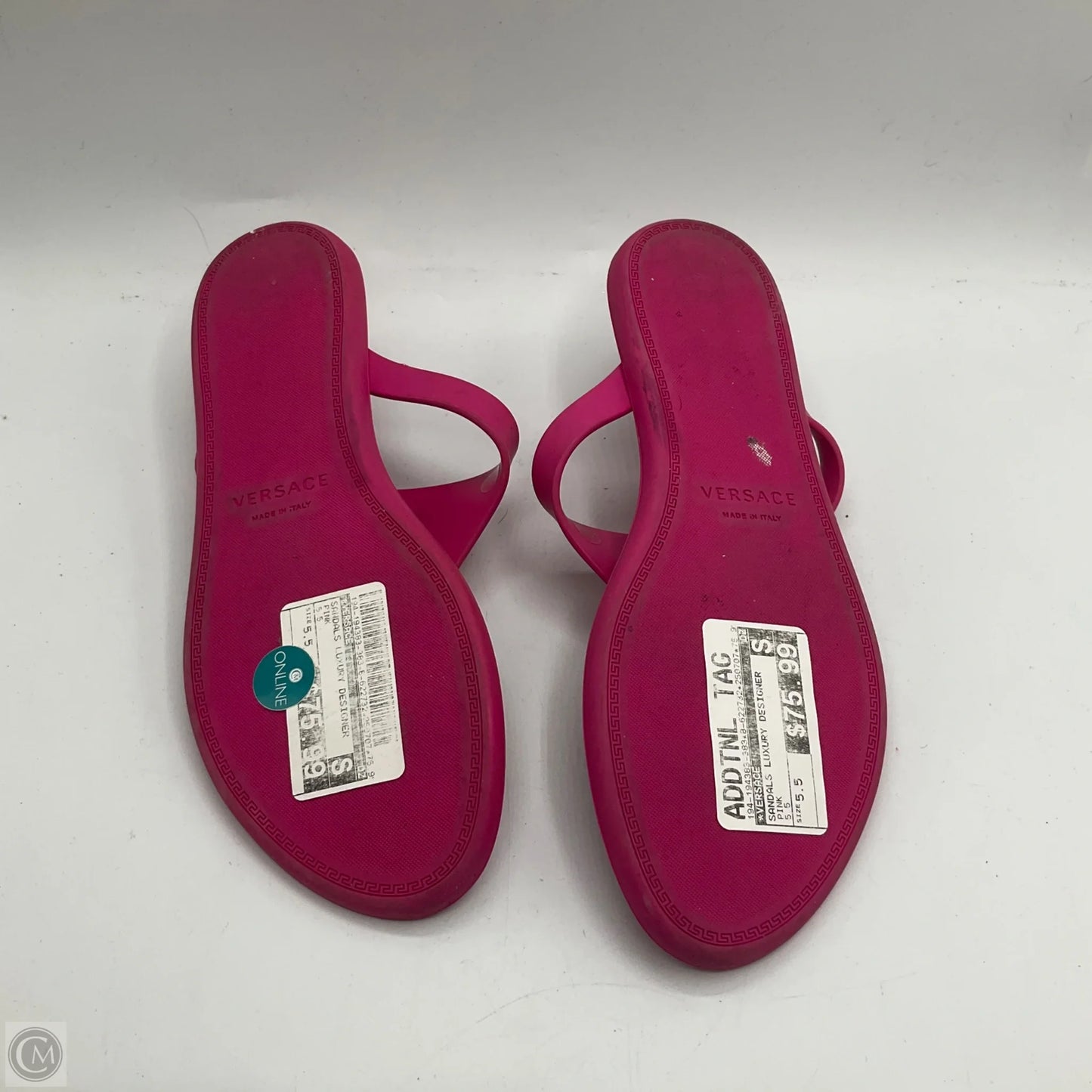 Sandals Luxury Designer By Versace In Pink, Size: 5.5