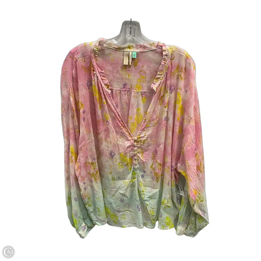 Top Long Sleeve By Pilcro In Floral Print, Size: 3x