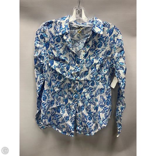 Top Long Sleeve Designer By Lilly Pulitzer In Blue & White, Size: Xs