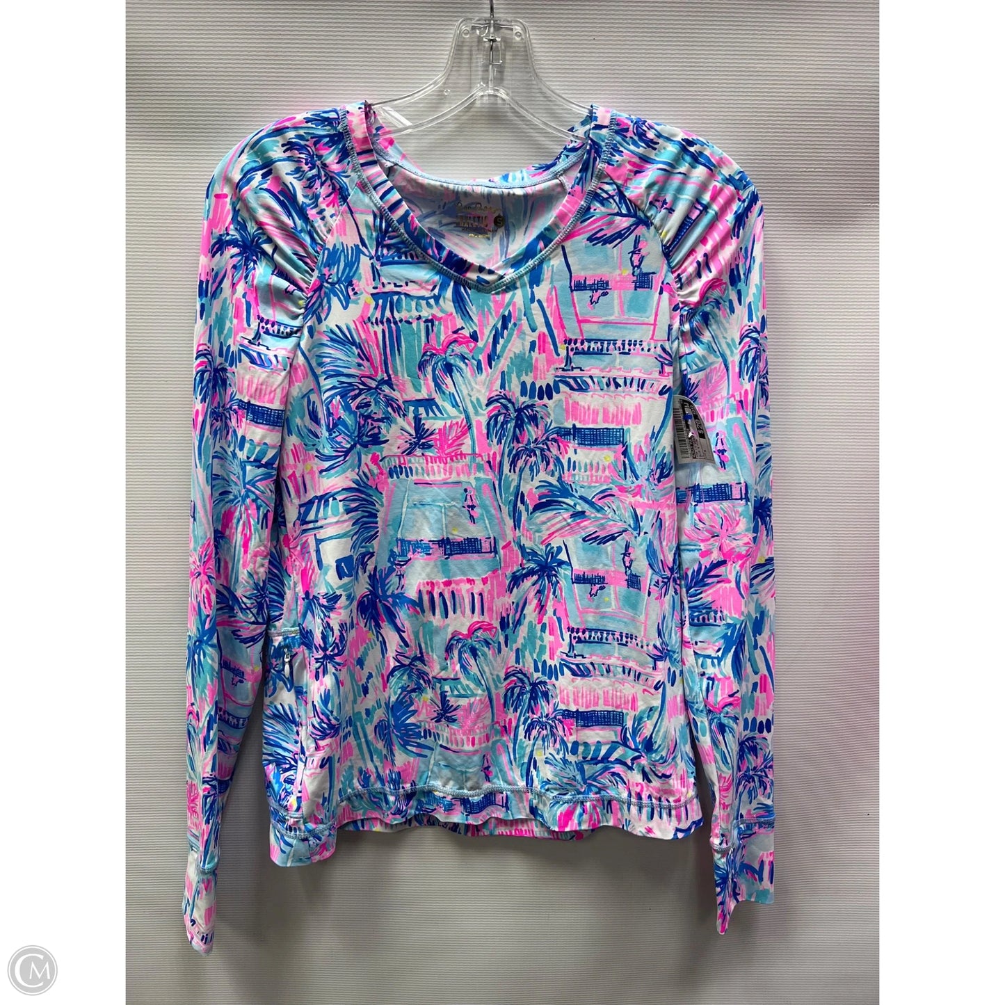 Top Long Sleeve Designer By Lilly Pulitzer In Blue & Pink, Size: S