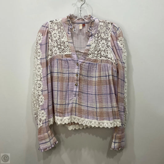 Top Long Sleeve By Pilcro In Plaid Pattern, Size: M