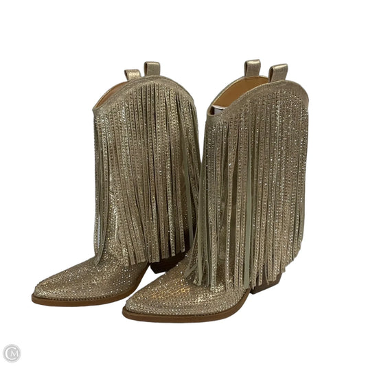 Boots Ankle Heels By Jessica Simpson In Gold, Size: 7.5