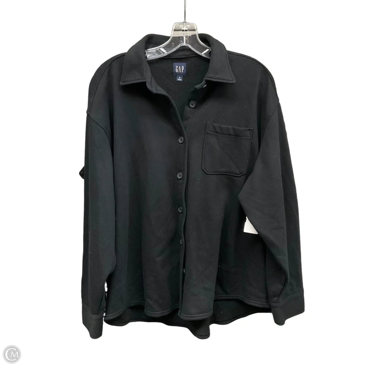 Jacket Shirt By Gap In Black, Size: S