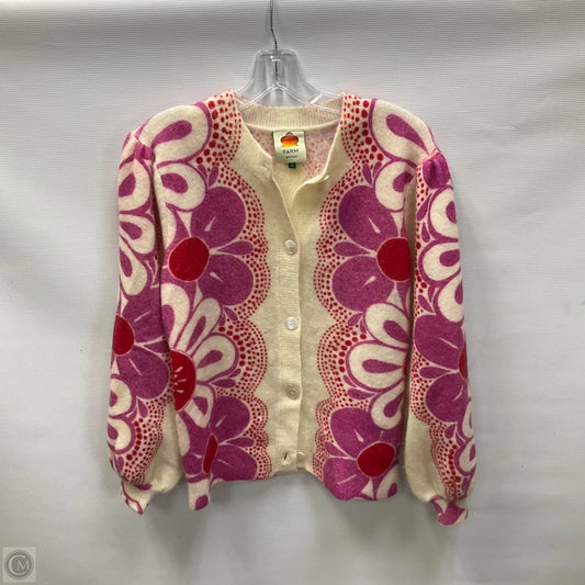 Cardigan By Farm Rio In Pink & White, Size: S
