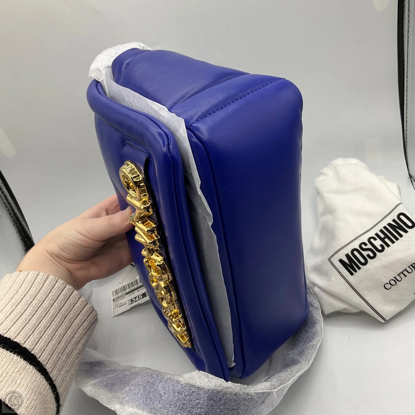 Crossbody Luxury Designer By Moschino, Size: Medium