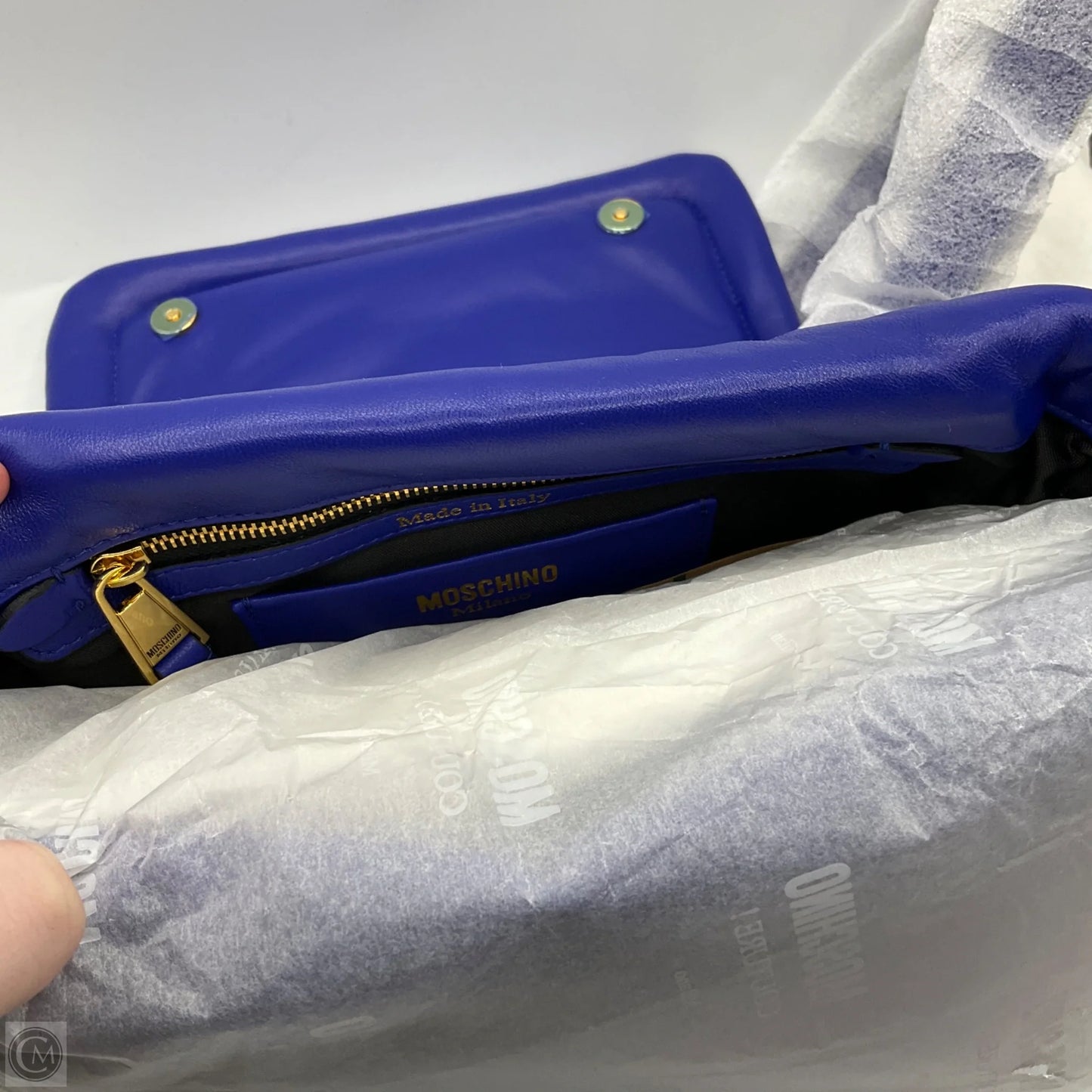 Crossbody Luxury Designer By Moschino, Size: Medium