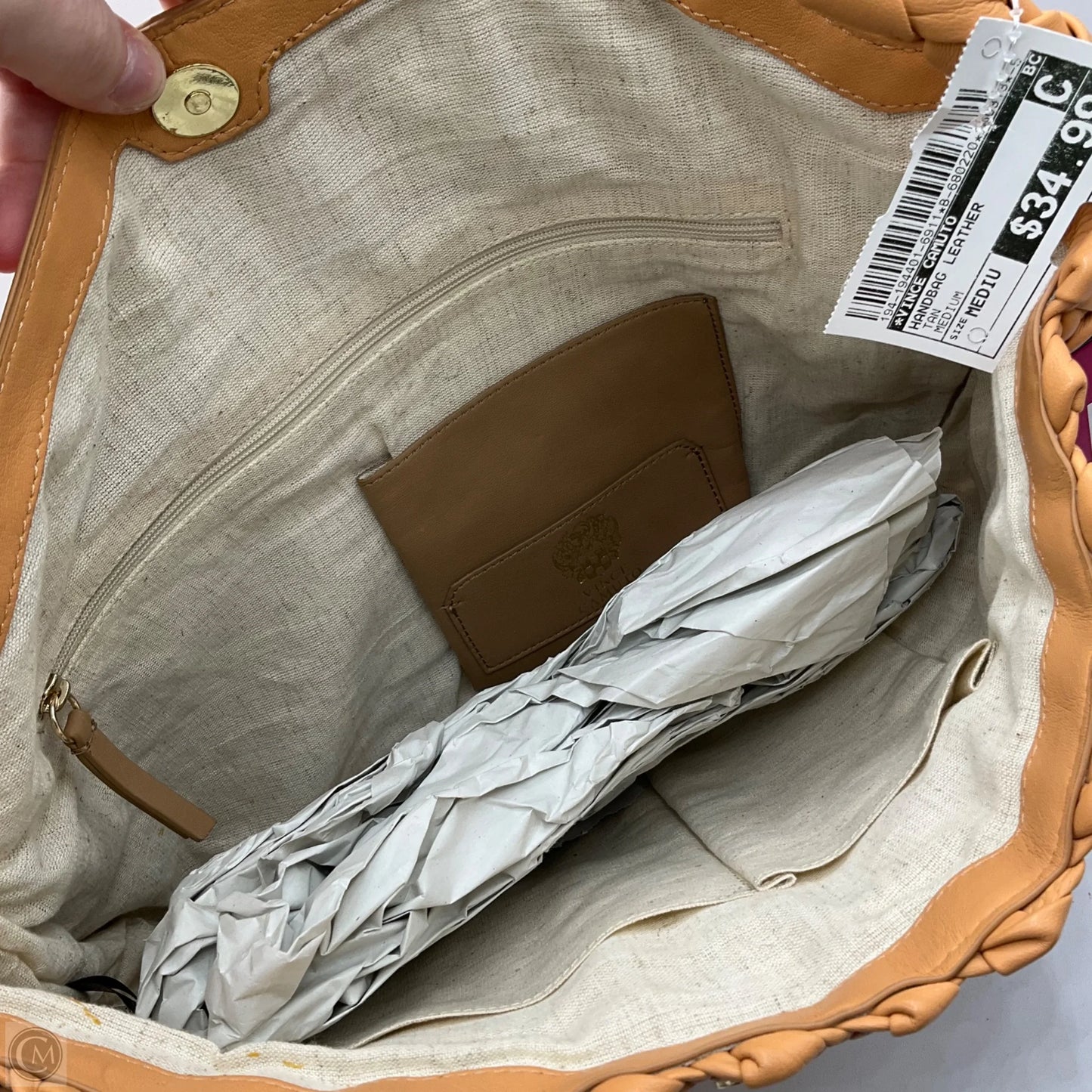 Handbag Leather By Vince Camuto, Size: Medium