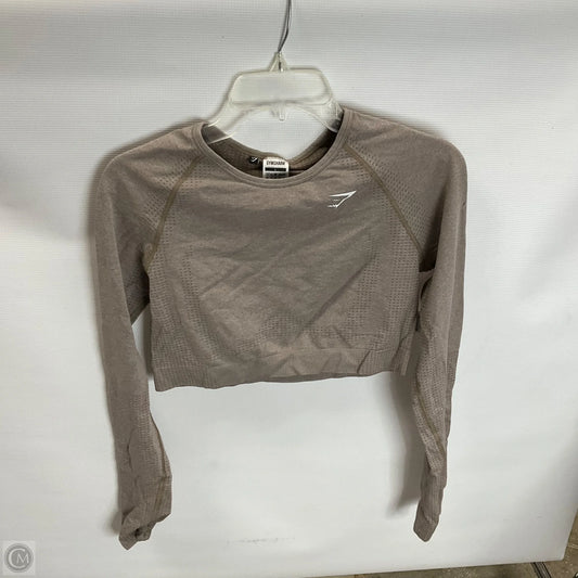 Athletic Top Long Sleeve Crewneck By Gym Shark In Brown, Size: L