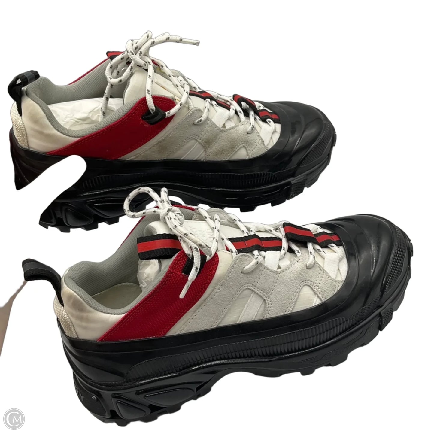 Shoes Luxury Designer By Burberry In Black & White, Size: 8