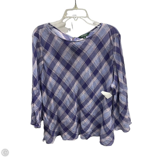 Top Long Sleeve By Lauren By Ralph Lauren In Plaid Pattern, Size: 3x