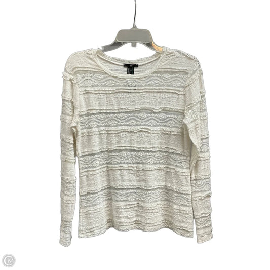 Top Long Sleeve By H&m In White, Size: M