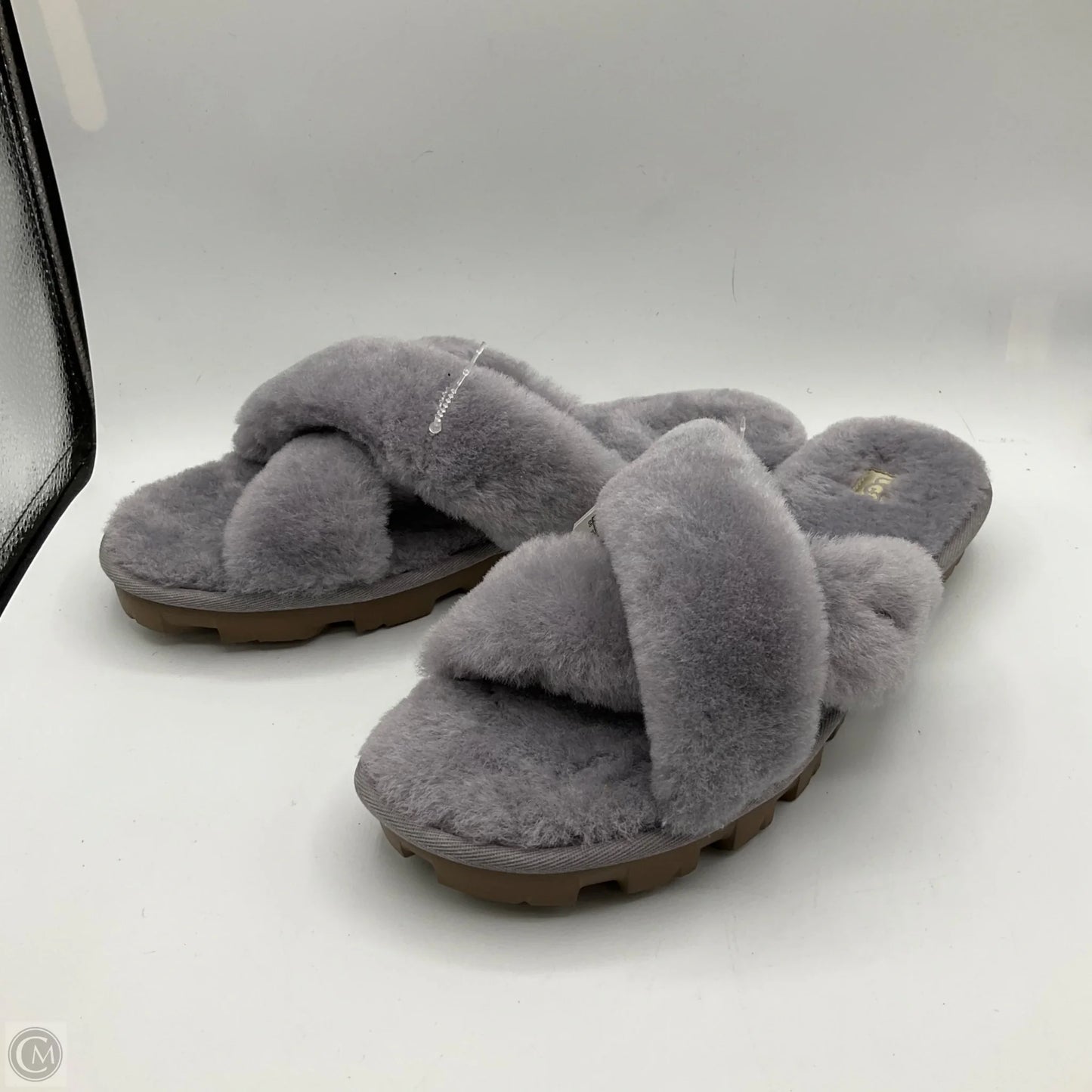 Slippers Designer By Ugg In Grey, Size: 12