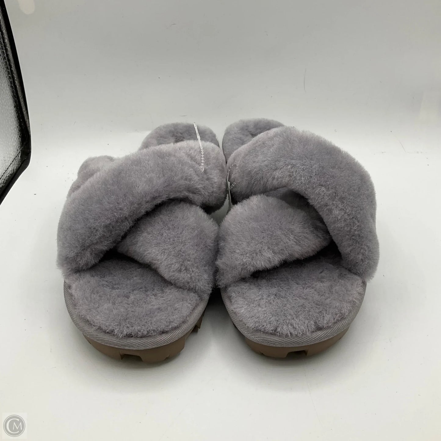 Slippers Designer By Ugg In Grey, Size: 12