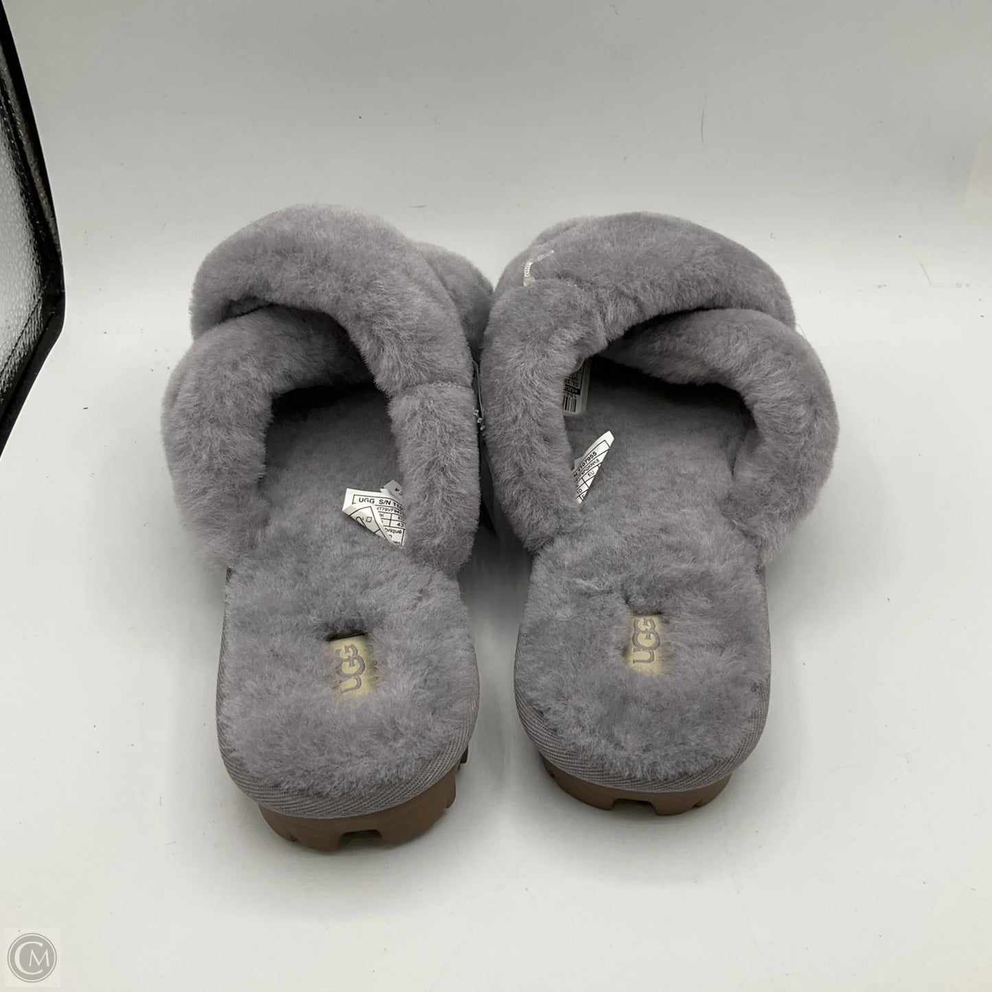 Slippers Designer By Ugg In Grey, Size: 12