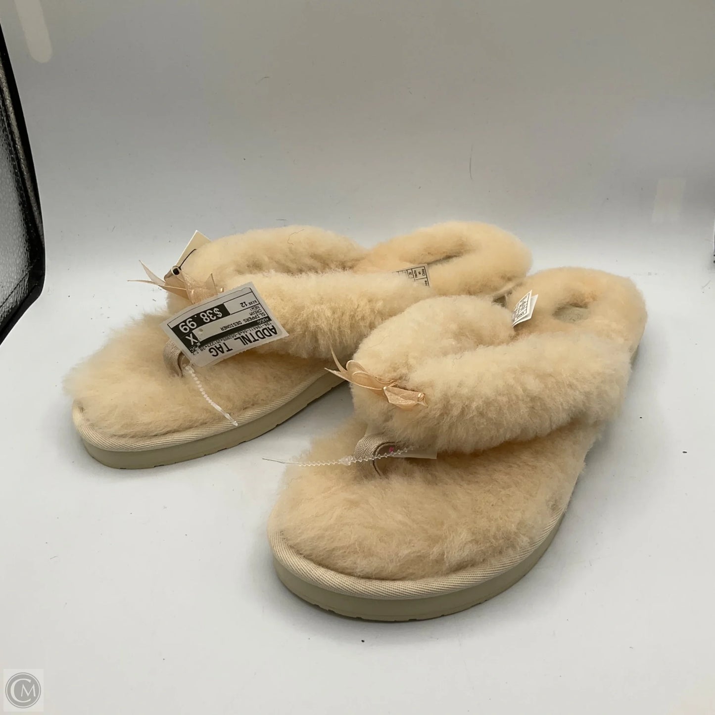Slippers Designer By Ugg In Cream, Size: 12