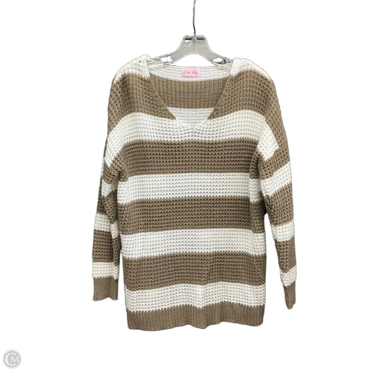 Sweater By Pink Lily In Brown & White, Size: L