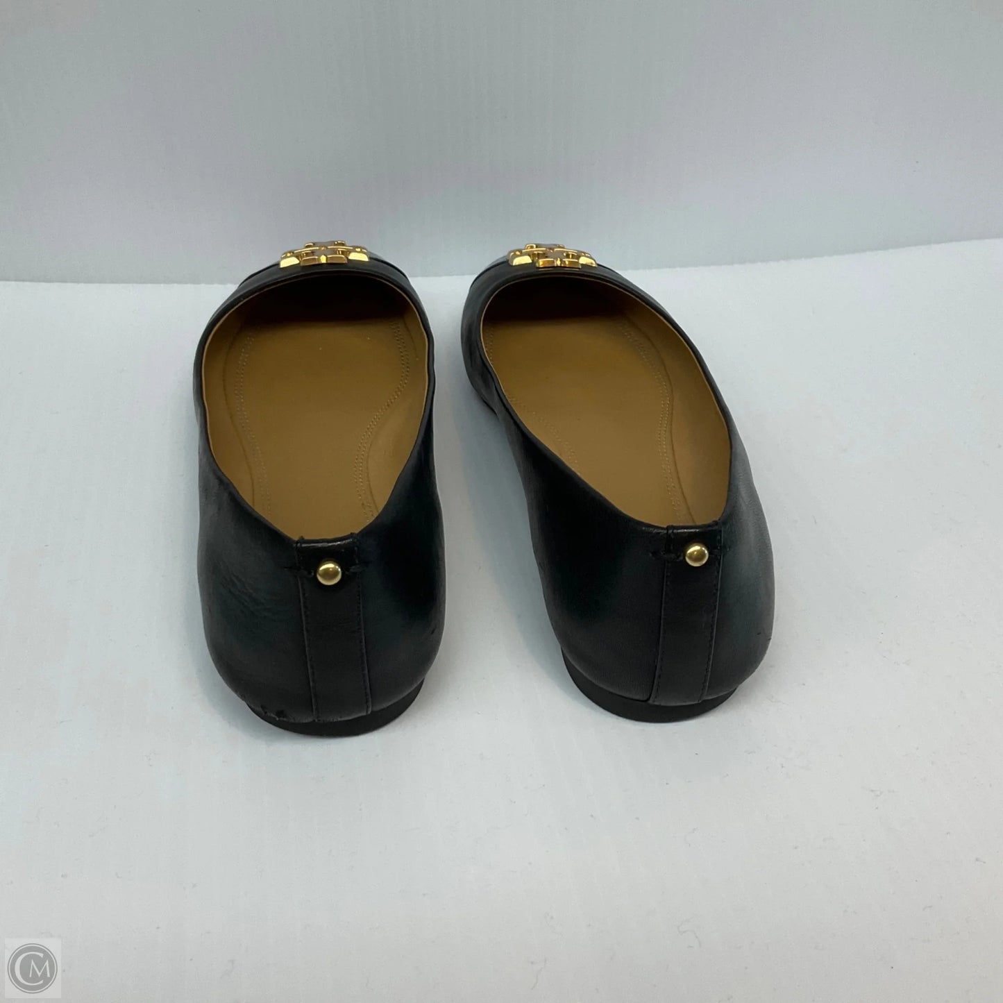 Shoes Designer By Tory Burch In Black & Gold, Size: 7.5