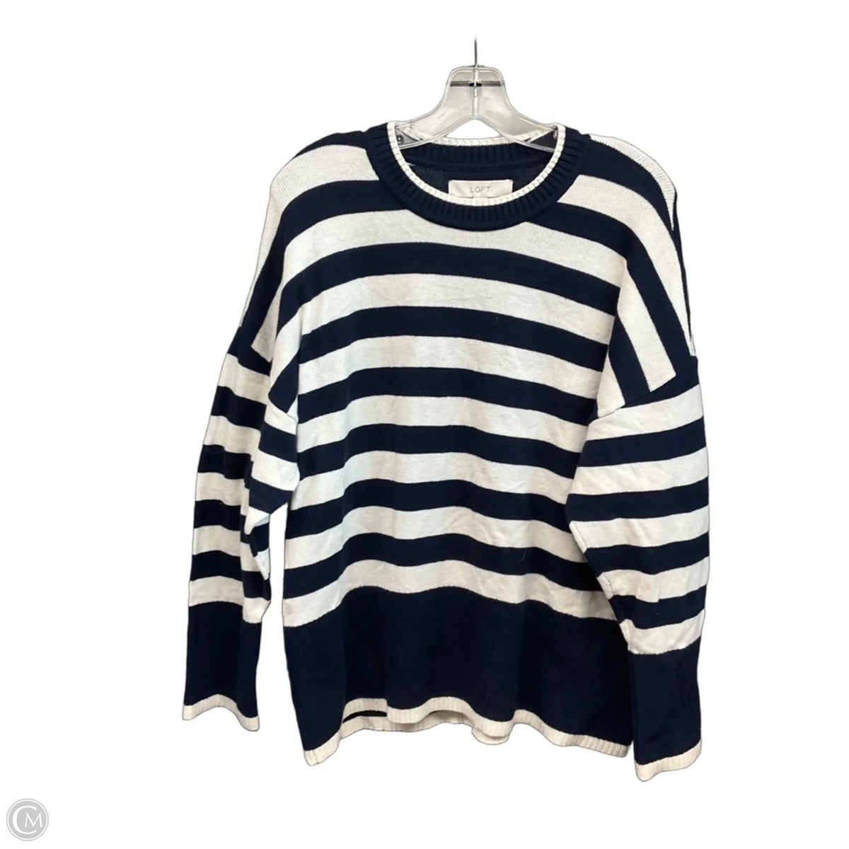 Sweater By Loft In Blue & White, Size: M
