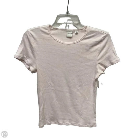 Top Short Sleeve By Aritzia In Pink & White, Size: L