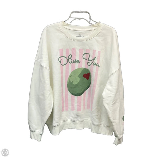Sweatshirt Crewneck By Cmb In Cream, Size: Xl