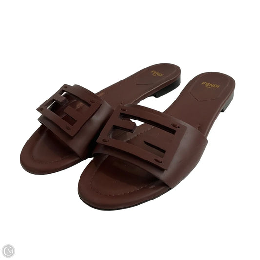 Sandals Luxury Designer By Fendi In Brown, Size: 38.5