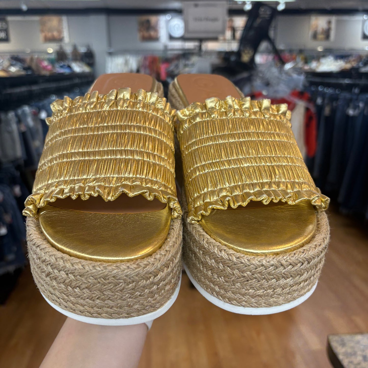 SANDALS HEELS PLATFORM by GANNI In GOLD, Size: 8.5