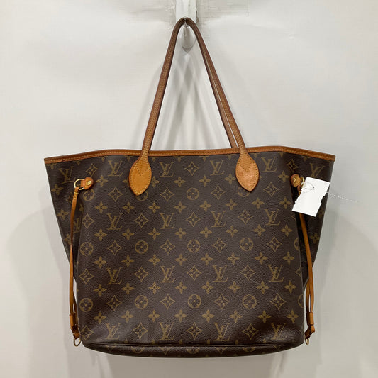 Neverfull Handbag Luxury Designer By Louis Vuitton In Brown, Size:Medium