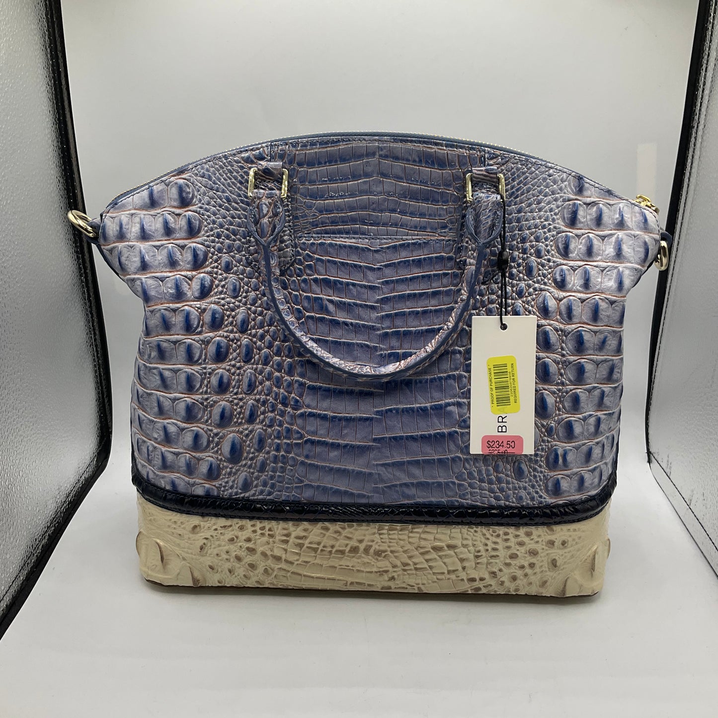 HANDBAG DESIGNER by BRAHMIN In BLUE & WHITE, Size: MEDIUM