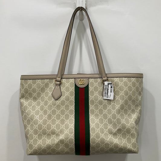 Ophidia Tote Handbag Luxury Designer By Gucci In Beige, Size:Medium