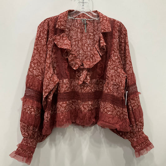 TOP LS by ANTHROPOLOGIE In FLORAL PRINT, Size: M