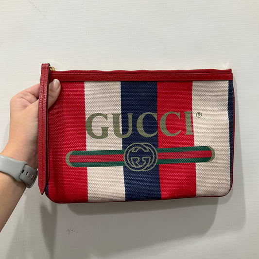 Gucci Cupcake Blue Striped Key Pouch Wallet